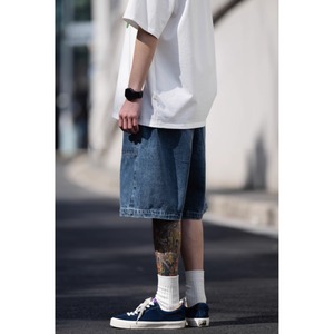 Wide silhouette denim pants 0630