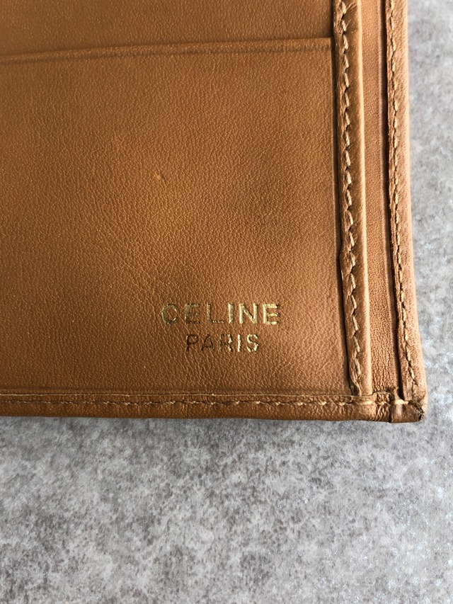 CELINE セリーヌ マカダム 財布 ブラウン ブラゾン PVC レザー 二つ折り財布 vintage ヴィンテージ オールド npchhu