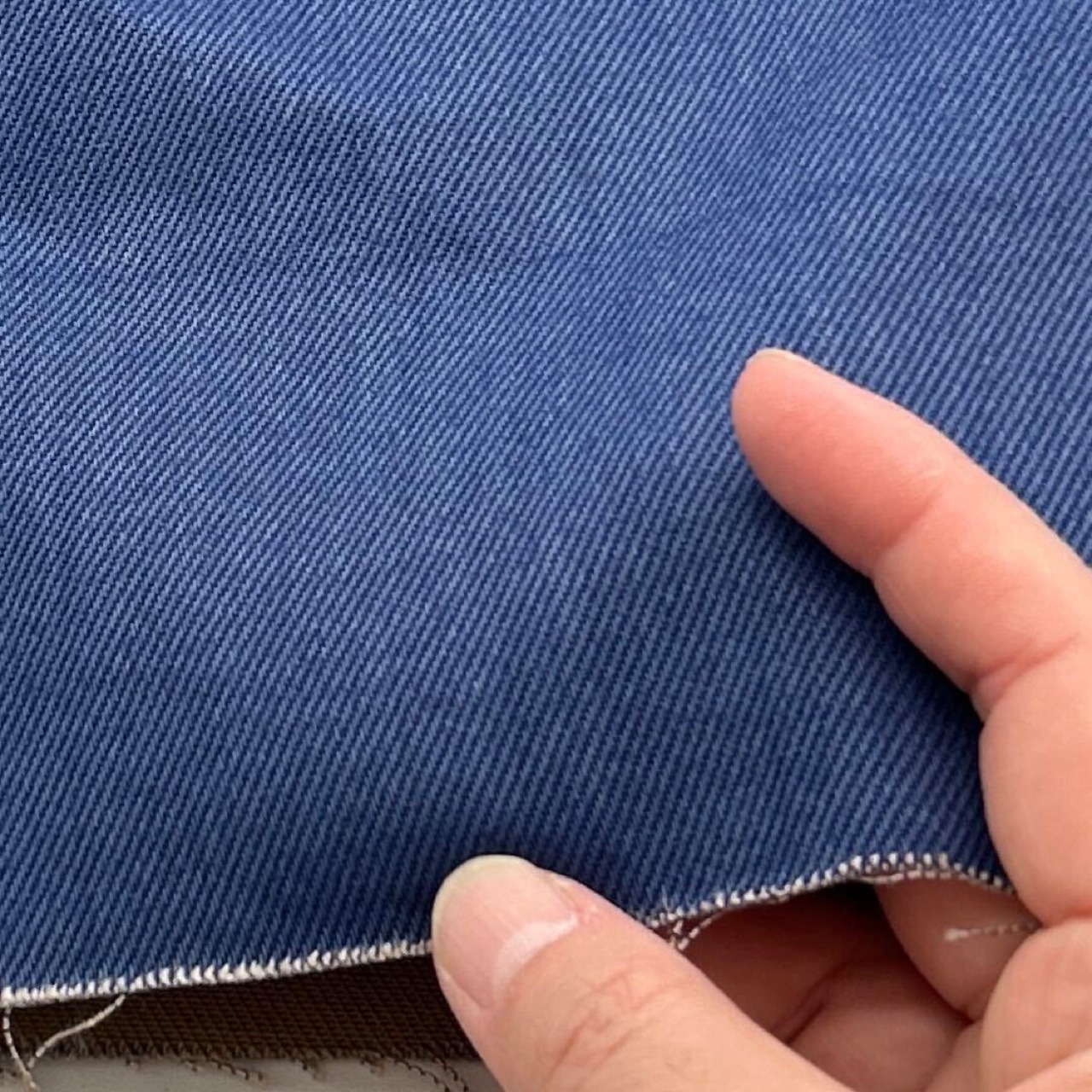 ★NY887◆1.2ｍ◆ラスト1点！綿100％2重織りデニム調ツイル生地◆ブルー&ベージュ系