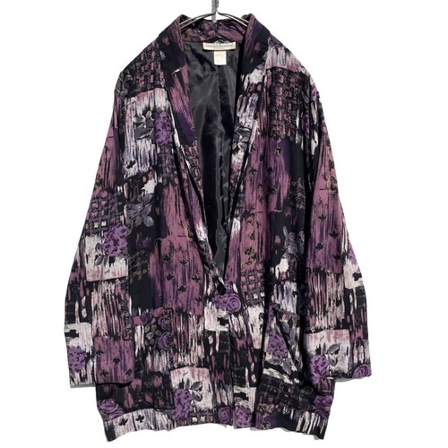 [DRESS BARN Made In USA] Art Print Rayon Light Jacket [1980s-] Vintage Art Print Jacket