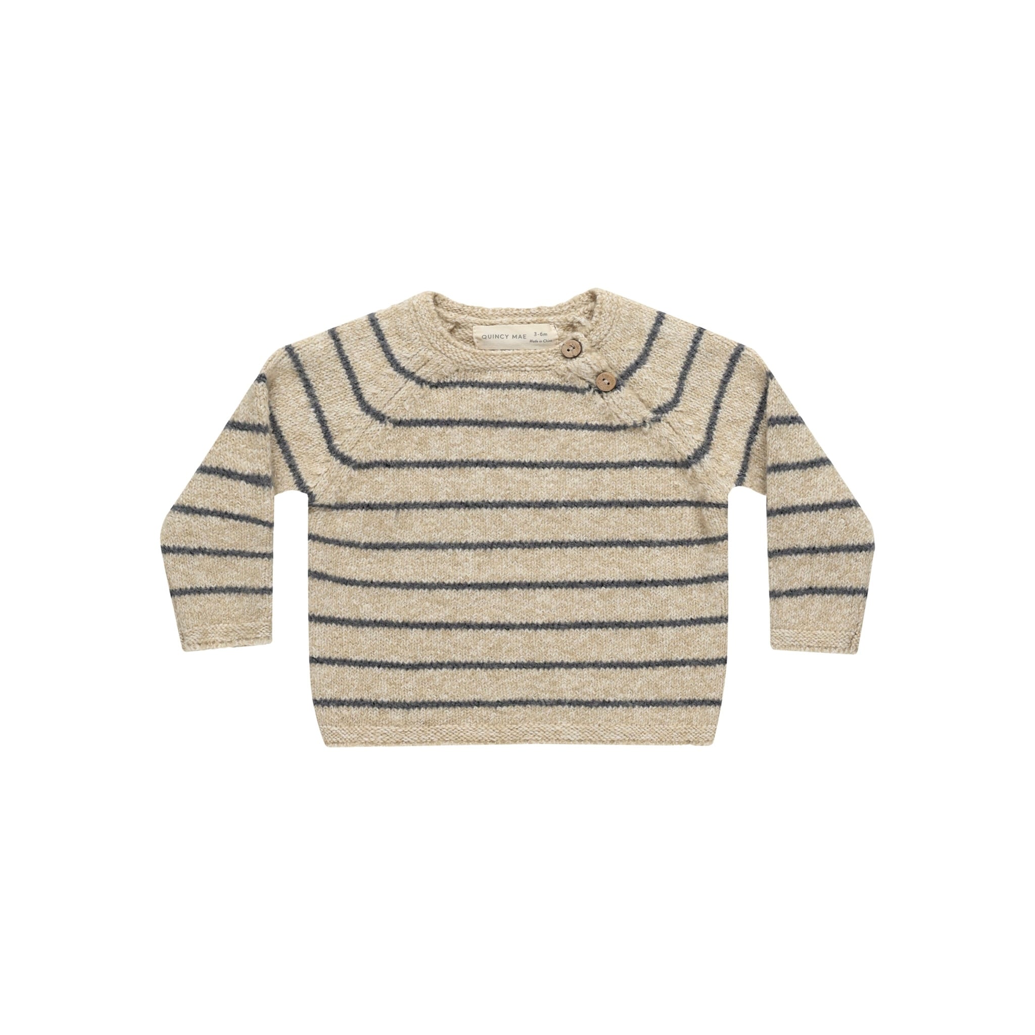 Quincy Mae(クインシーメイ) / 24aw ACE KNIT SWEATER / INDIGO STRIPE / 12-18M・18-24M・2-3Y
