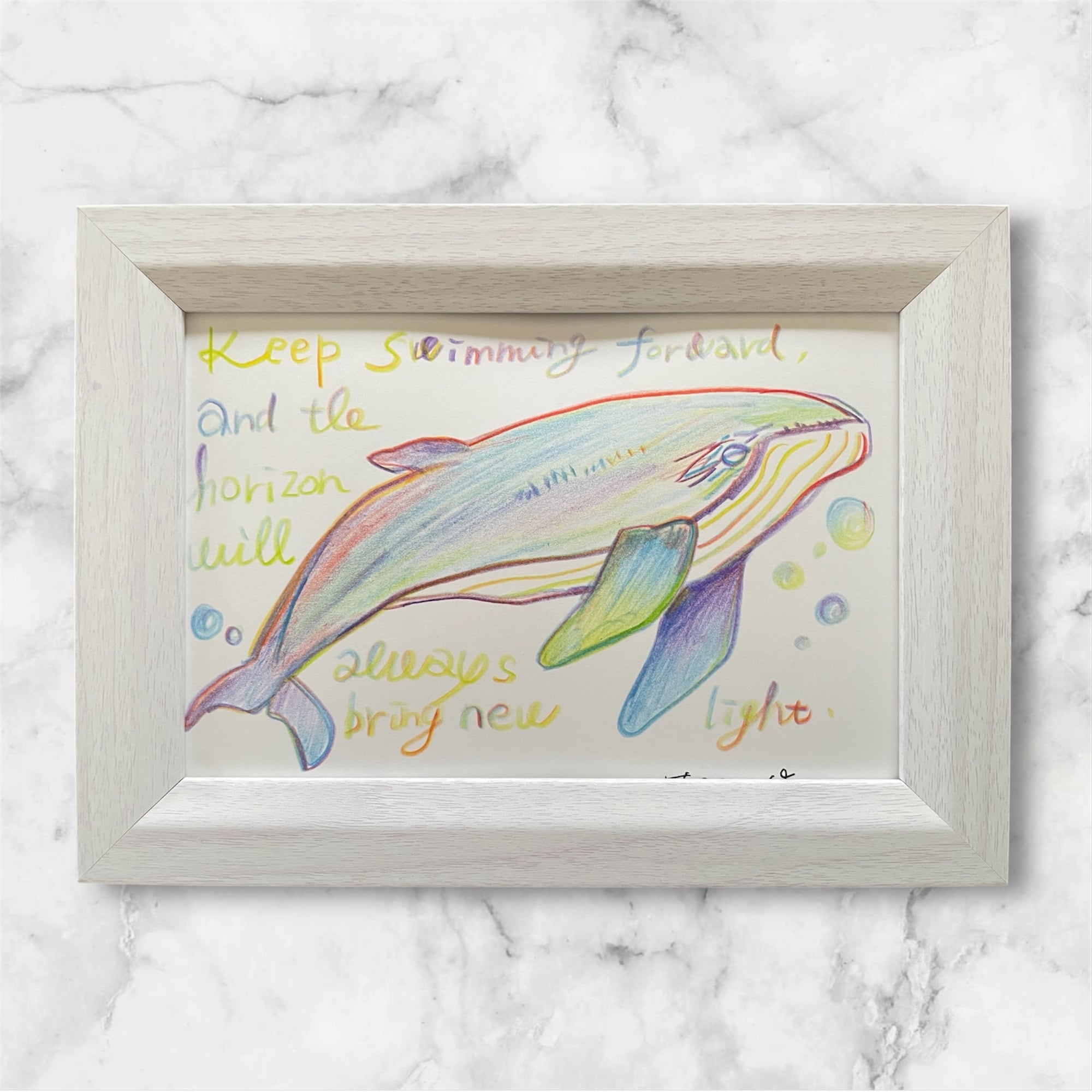 原画 鯨 動物画 絵画 アクリル画 現代アート 細密画 手描き 一点物