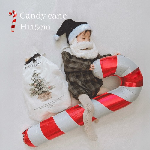 "即納"  Candy cane balloon[H115㎝]  : クリスマス バルーン　キャンディケイン　キャンディケーン　レッド