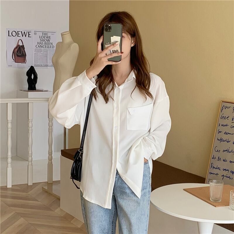 オータムホワイトシャツ ジャケット トップス ロング 秋物 1号婦人33564653458