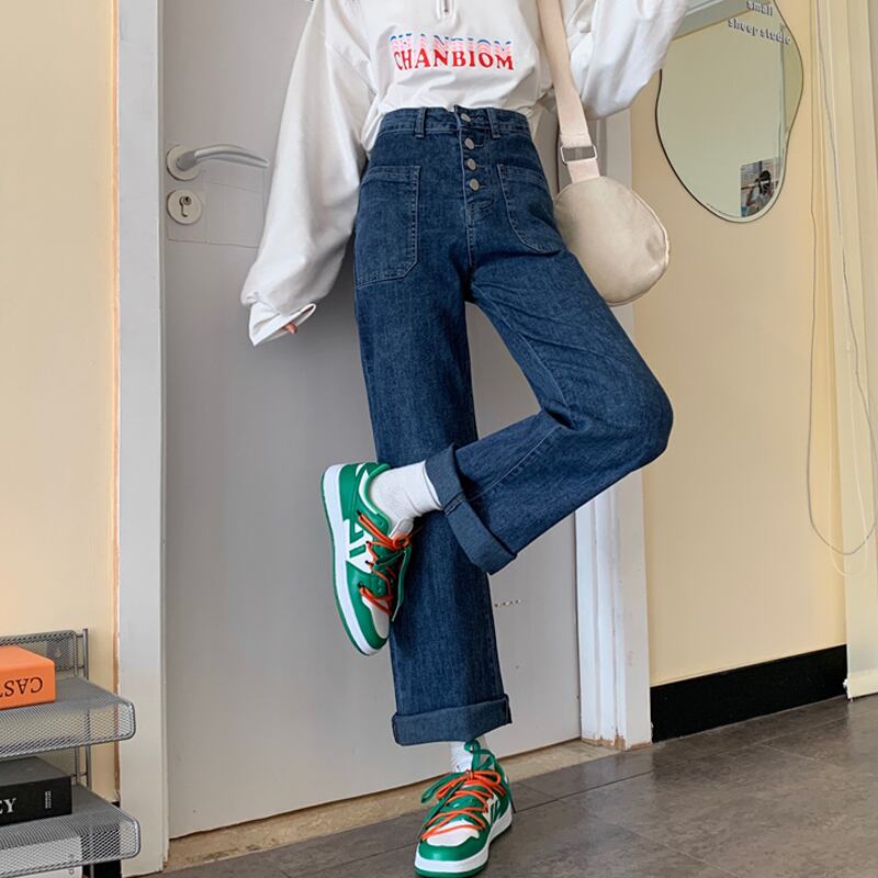 パンツ スプリングオータムハイウェストウェストジーンズ ルーズ薄手 春物 秋物 試着室92628405217