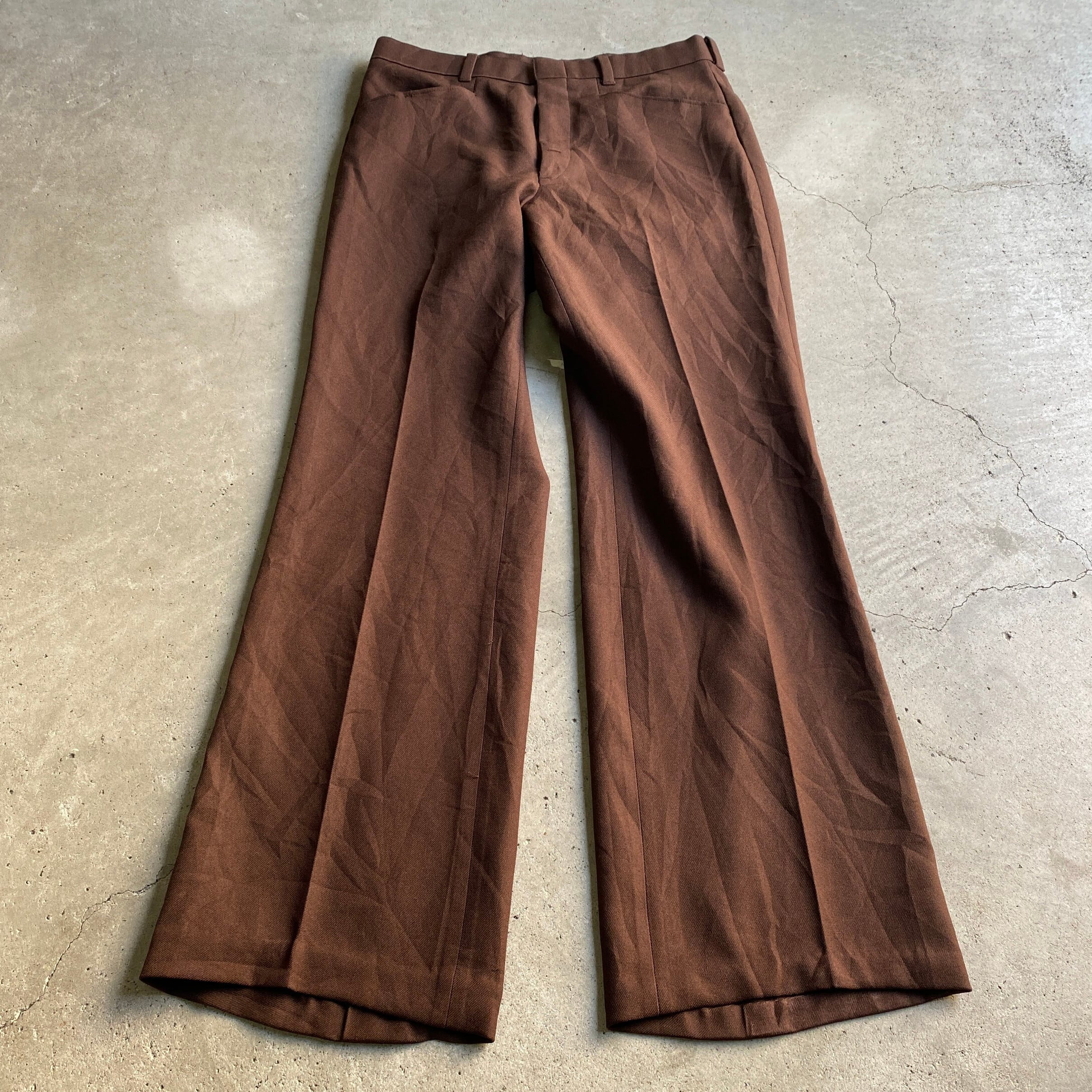 〜80年代 リーバイス アクションスラックス フレアスラックスパンツ メンズW32相当 古着 Levi's ACTION SLACKS ブーツカット  フレアパンツ ブラウン 茶色 TALONジップ 80s ヴィンテージ ビンテージ【ロングパンツ】 | cave 古着屋【公式】古着通販サイト