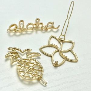 ハワイアンヘアクリップ/プルメリア、モンステラ、パイナップル、ヤシの木、アロハ