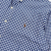 RALPH LAUREN ラルフローレン CLASSIC FIT ギンガムチェック オックスフォード BD ボタンダウン 長袖シャツ M/ブルー メンズ