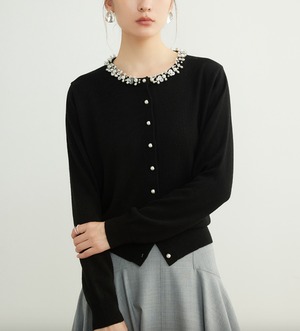 ウール混ビジューカーディガン(3color) n02