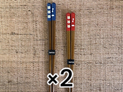 2膳でお得　日本製木箸 「おとぼけ猫・柴犬の箸 2膳セット（組み合わせ自由） 」食洗器対応　送料無料
