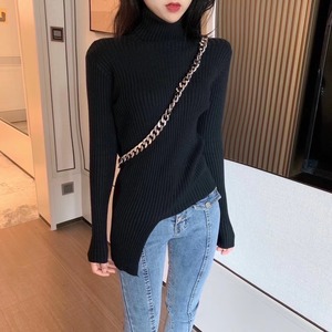 アシメヘム リブタートルネックニット　AJ111-B07