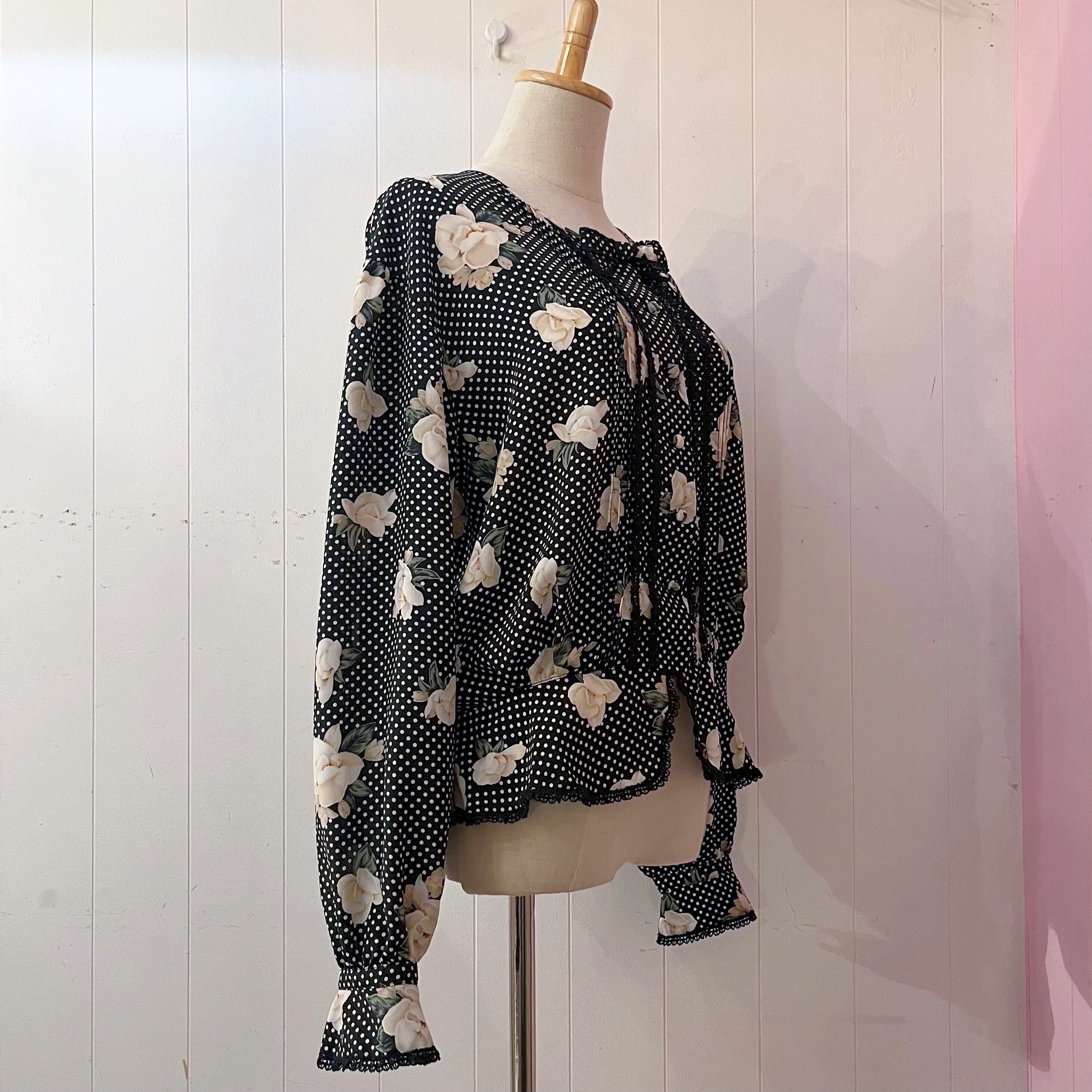 black dot flower peplum blouse