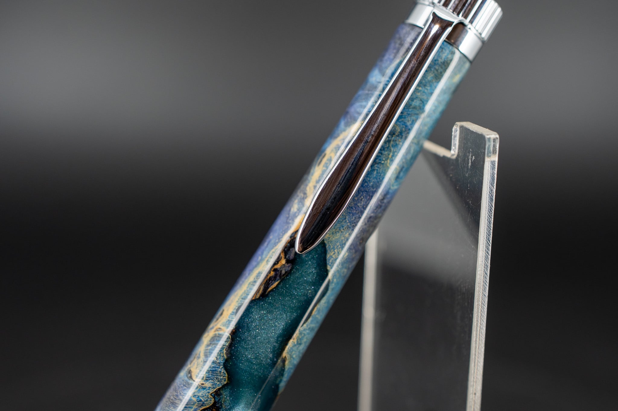 創造性と透明美】 レジン×ウッド silver BP | 木軸ペン工房 金杢犀