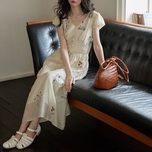 floral embroidery flare dress