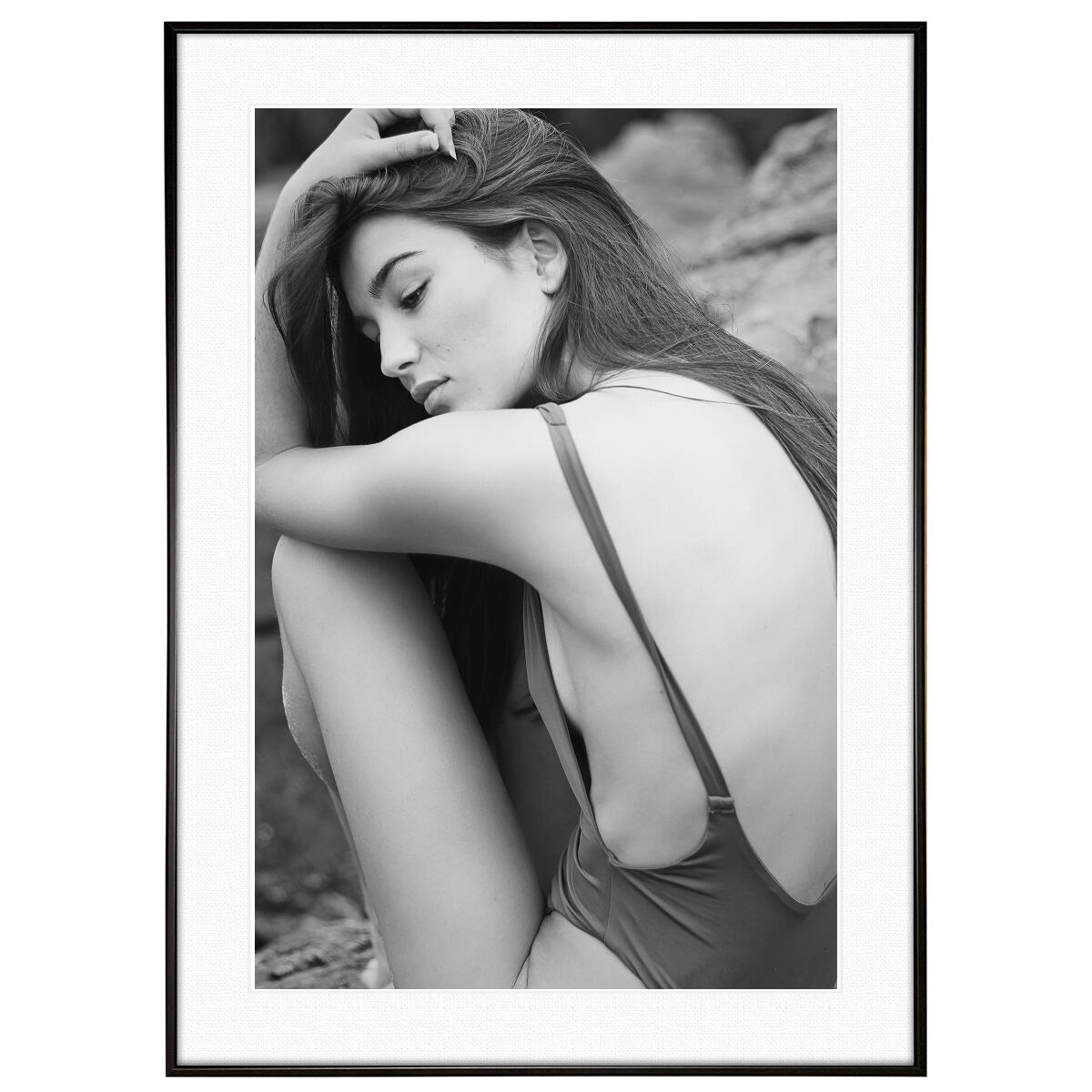 人物写真 水着を着た女性 インテリアモノクロアートポスター額装 AS2320