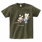 Tシャツ　どでかイラスト　ぱくぱくクッキー　ごぼう　オリーブ色　S/M/L/XL