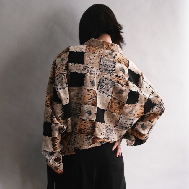 panel leopard pattern l/s shirt