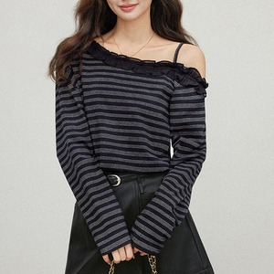 one-shoulder border frill cutsew m0992