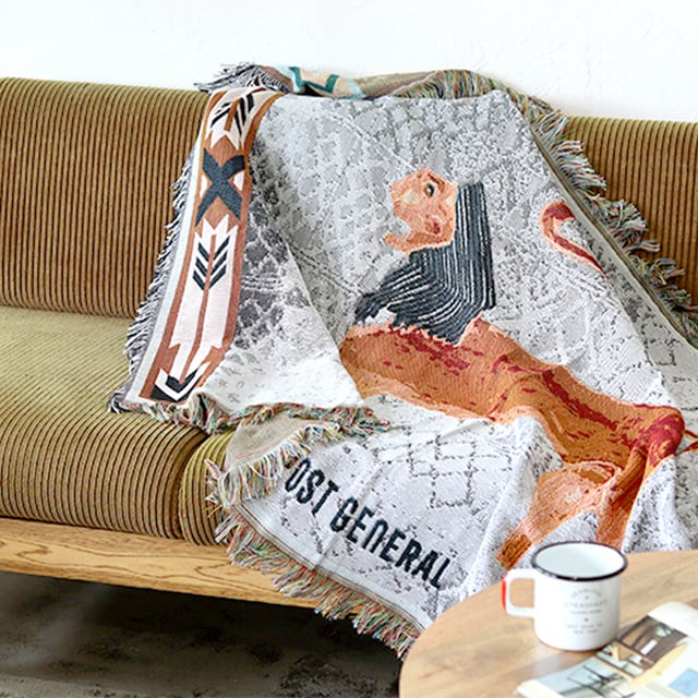 トゥーゴーブランケット 《 LION 》 収納バッグつき|スローケット 敷物 ピクニック インテリア 掛け布 ベッドカバー おしゃれ 雑貨屋