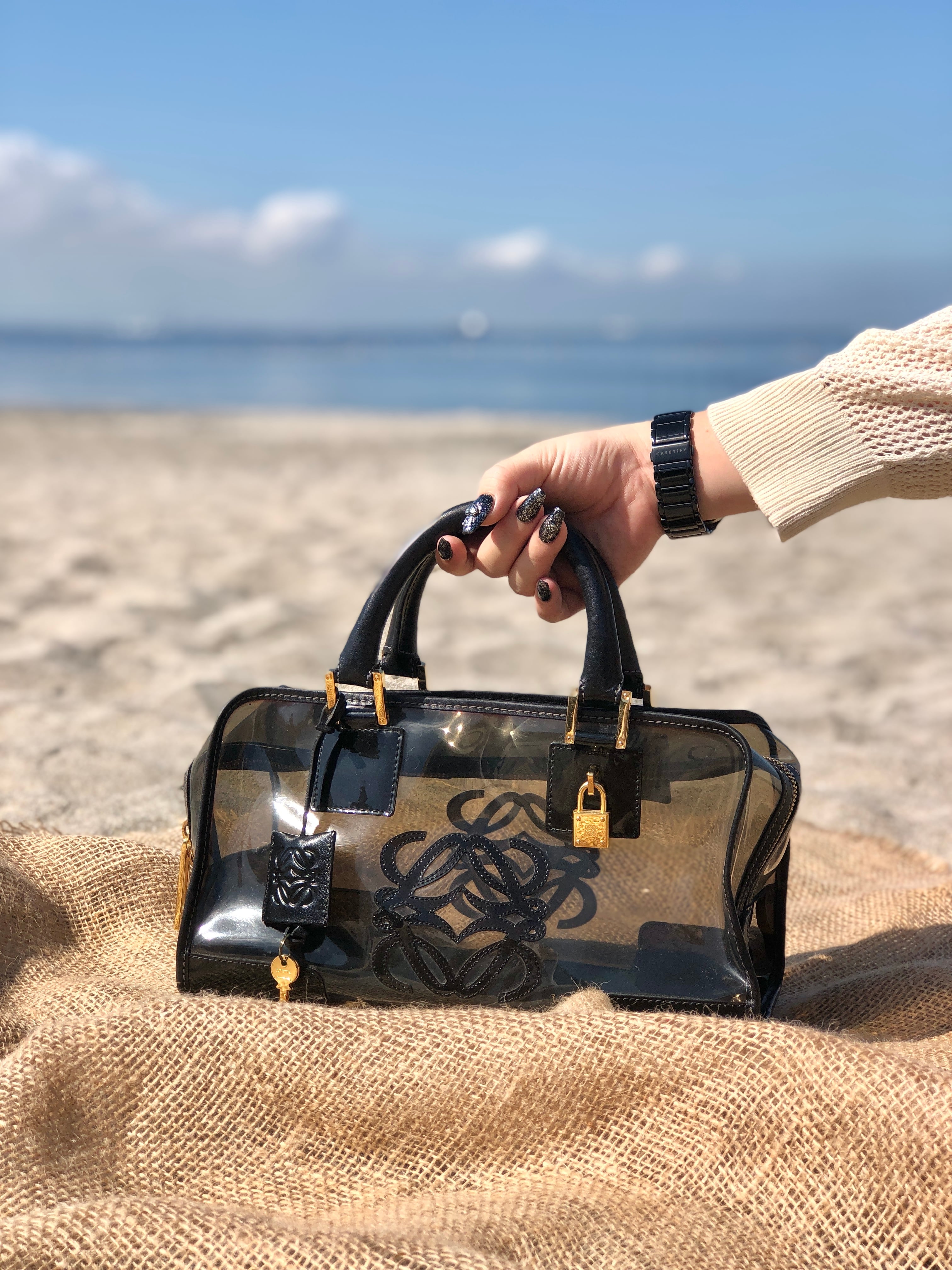 LOEWE ロエベ アマソナ28 アナグラム ビニール×レザー カデナ  