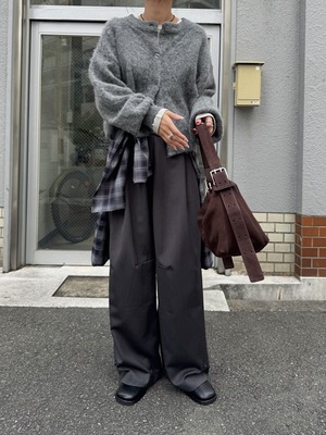 stole set shaggy 2way knit