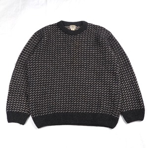 L.L.Bean birds eye wool knit sweater L  Norway/Gray