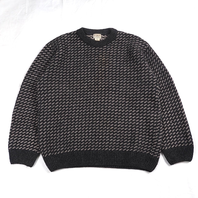 L.L.Bean birds eye wool knit sweater L  Norway/Gray