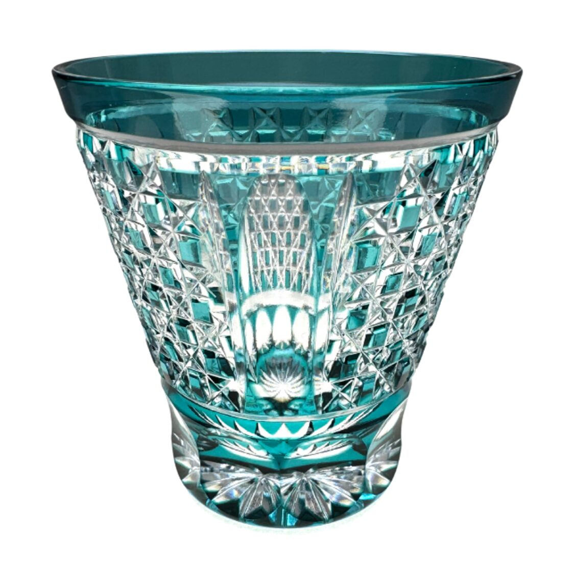 イタリア製　クリスタル　ガラス　アンティーク　脚付　24金　切子　ブルー イタリア製 クリスタル ガラス アンティーク 脚付 24金 切子 ブルー