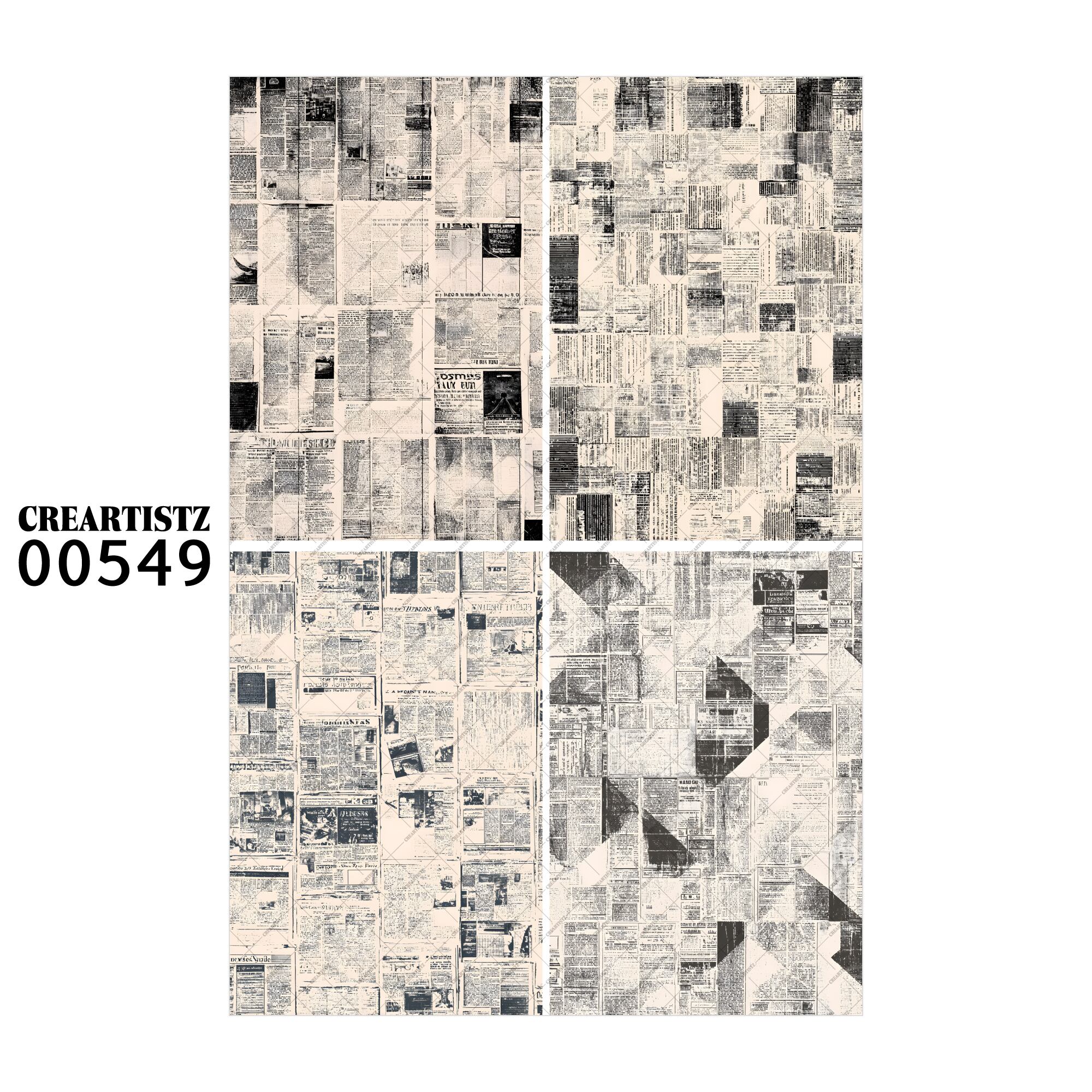 00549 背景 コラージュ素材 オリジナル 12枚セット (4種類×3枚) ペーパー/ステッカー CREARTISTZ