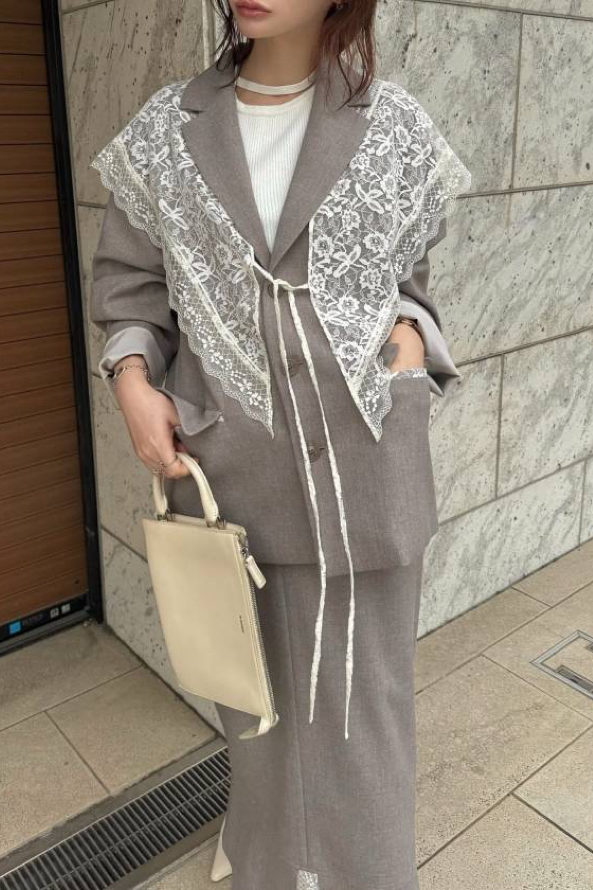 WILLFULLY Arrangement Lace Shawl Oversize JK アレンジメントレース