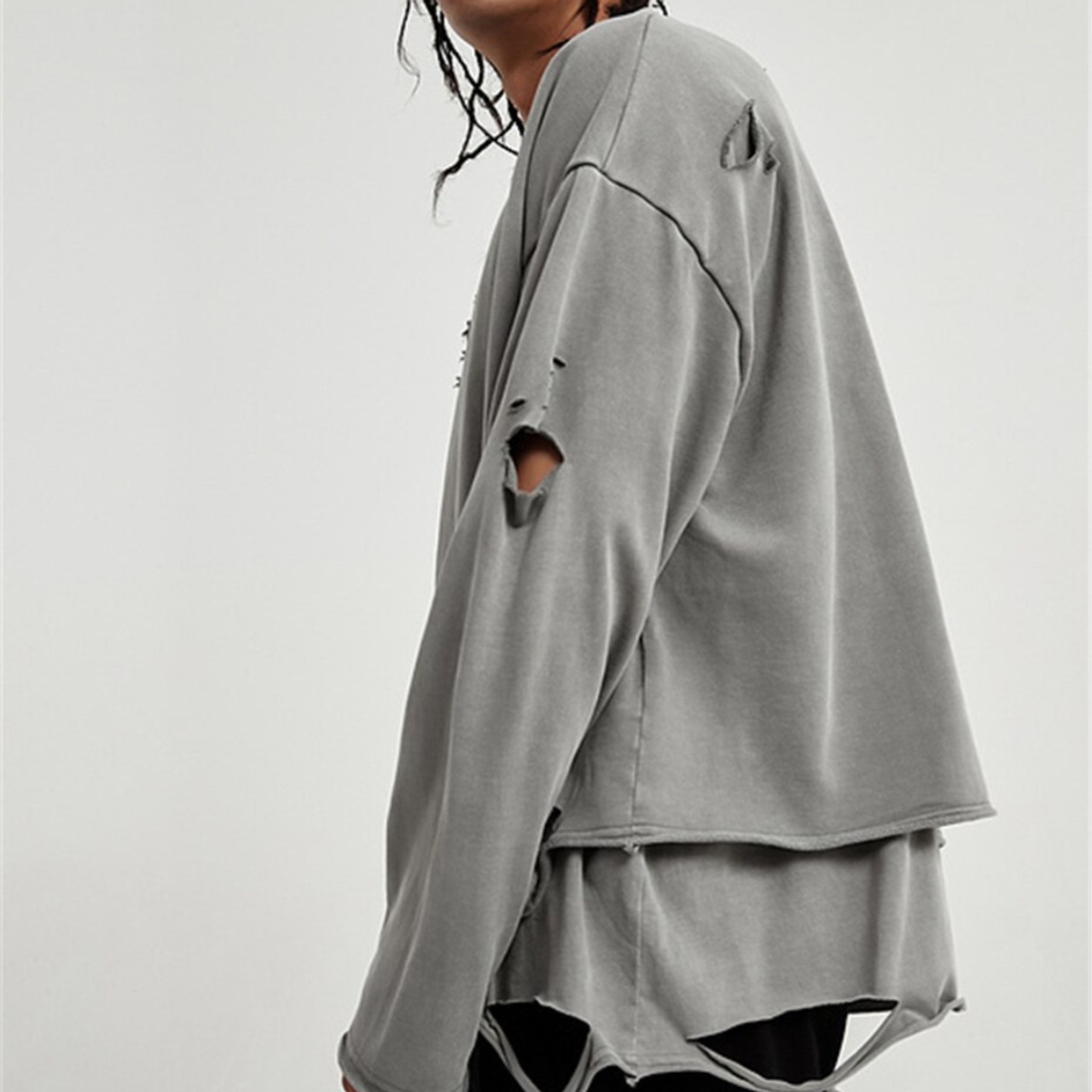 Oversize Damage Sweatshirt / オーバーサイズ ダメージ スウェット シャツ