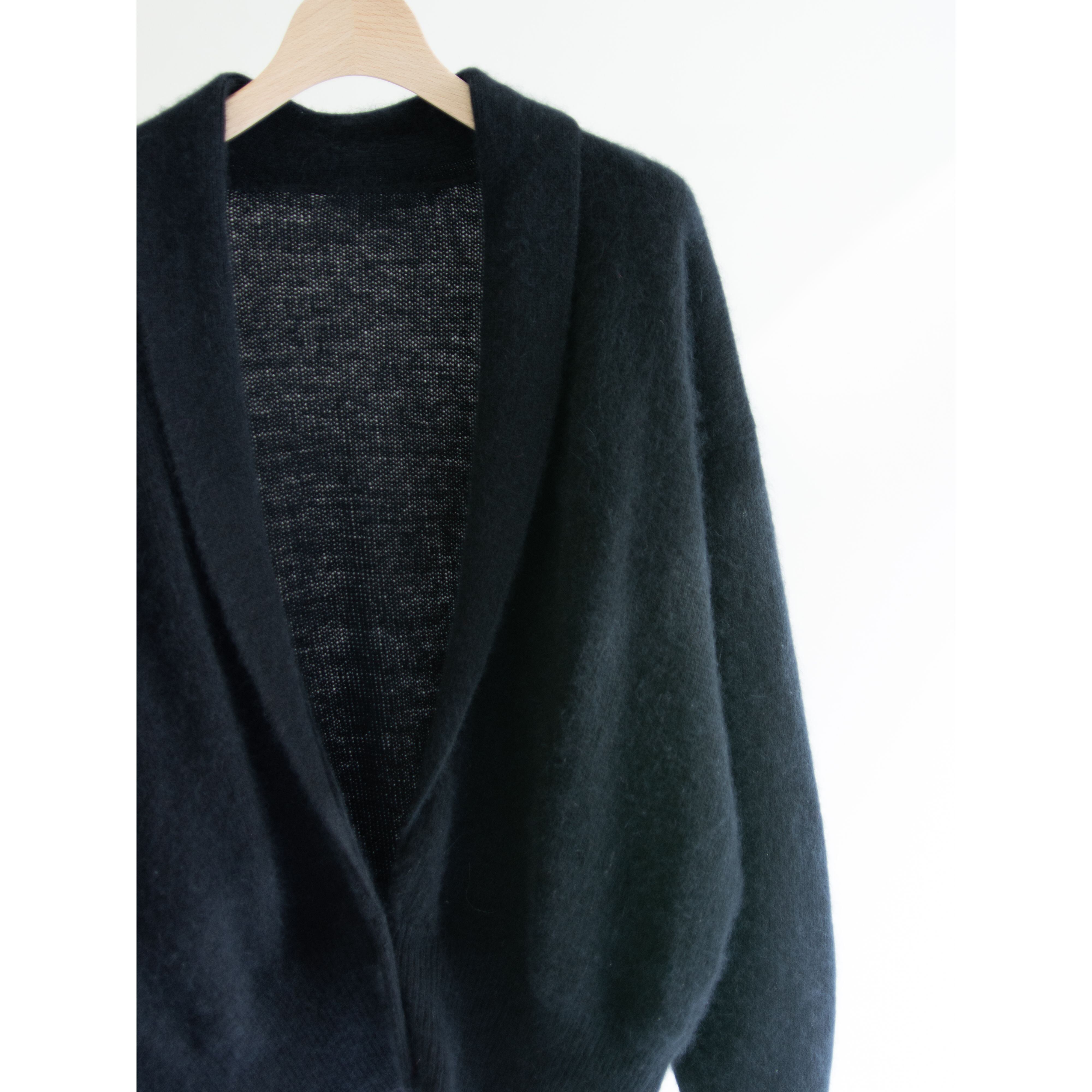 【Unknown brand】Lambswool-angora-nylon oversized shawl collar cardigan（ラムズウール アンゴラ ナイロン ショールカラー オーバーサイズニットカーディガン）11d