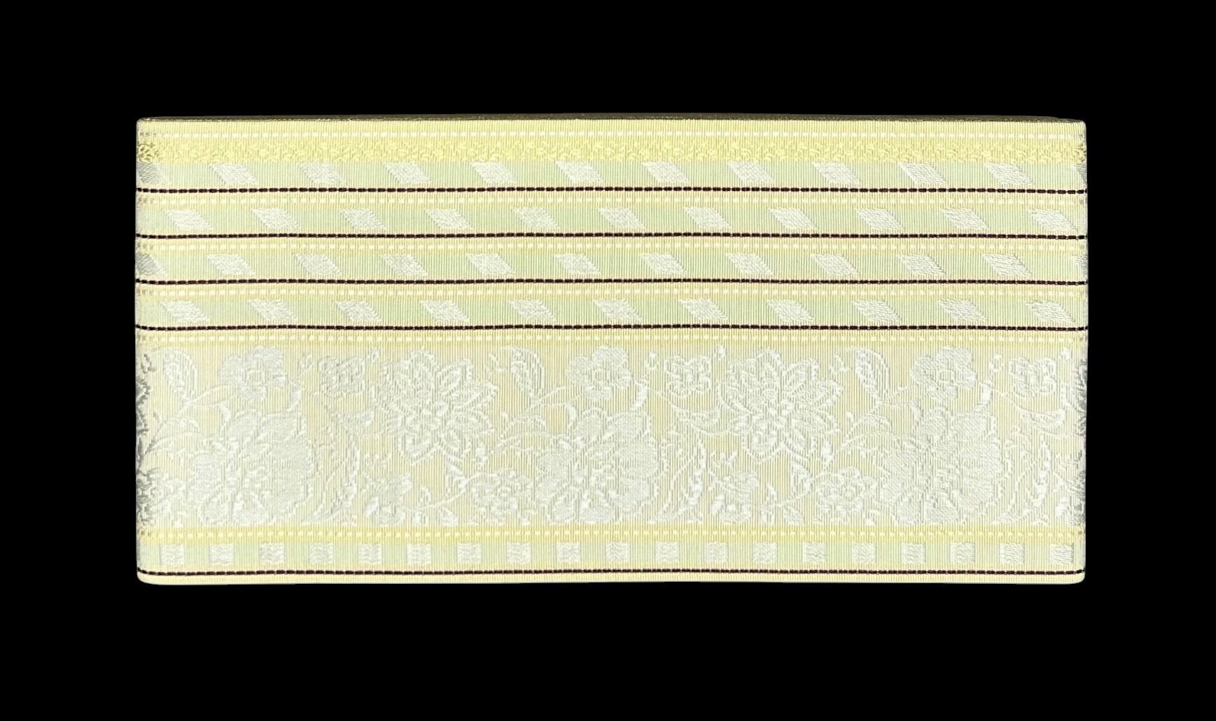 半幅帯 新品 博多 小野織物 証紙つき リバーシブル 女郎花色 薄い淡
