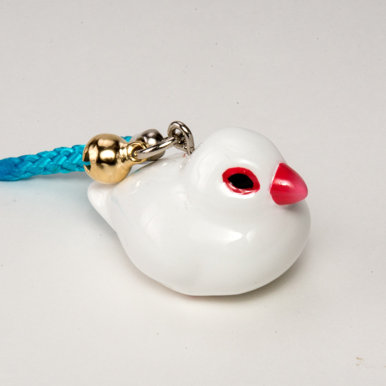 鳥シリーズ 文鳥 白 ストラップ なかの由峰 デザイン BO-5001