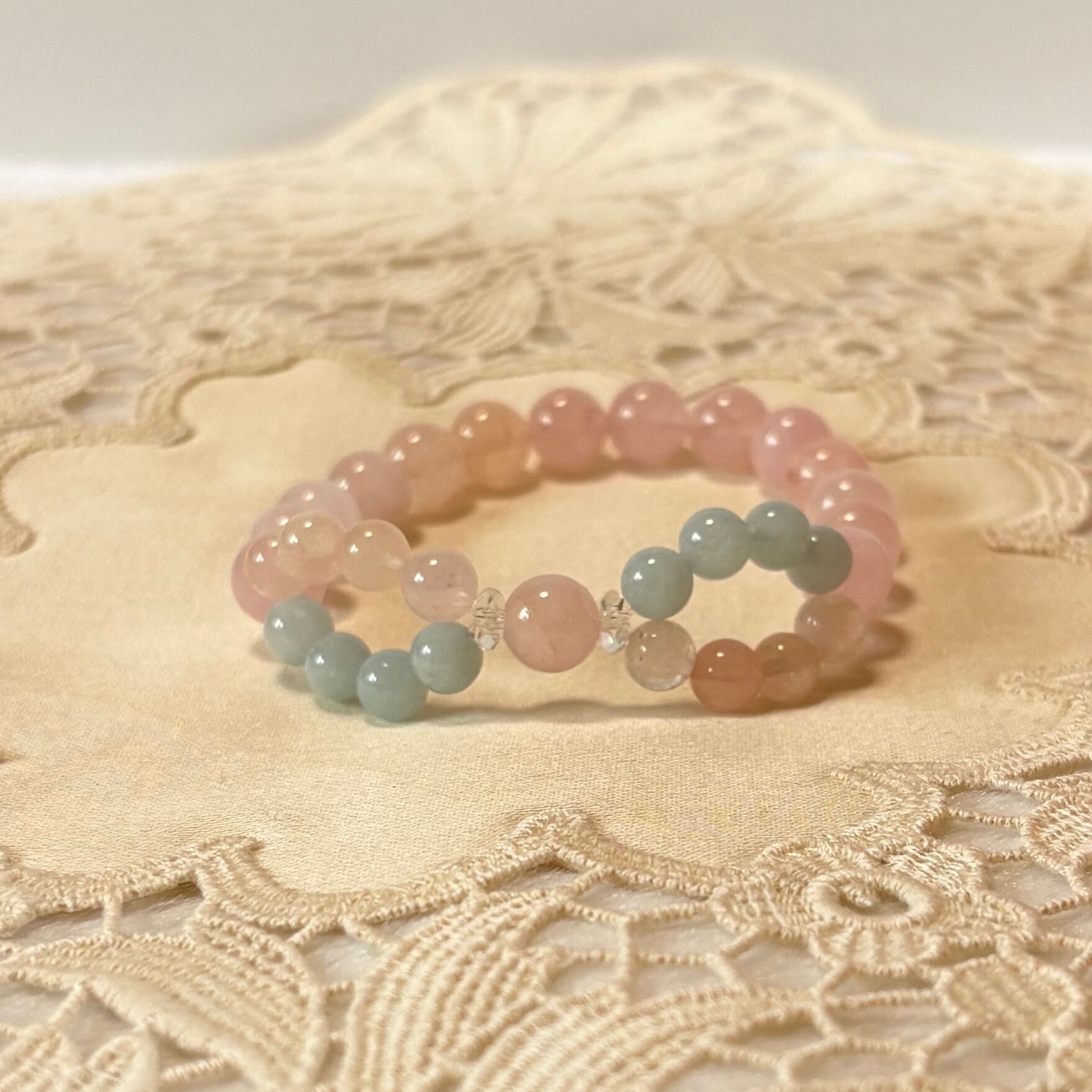 インフィニティクロス∞ブレスレット©｜モルガナイト × アクアマリン