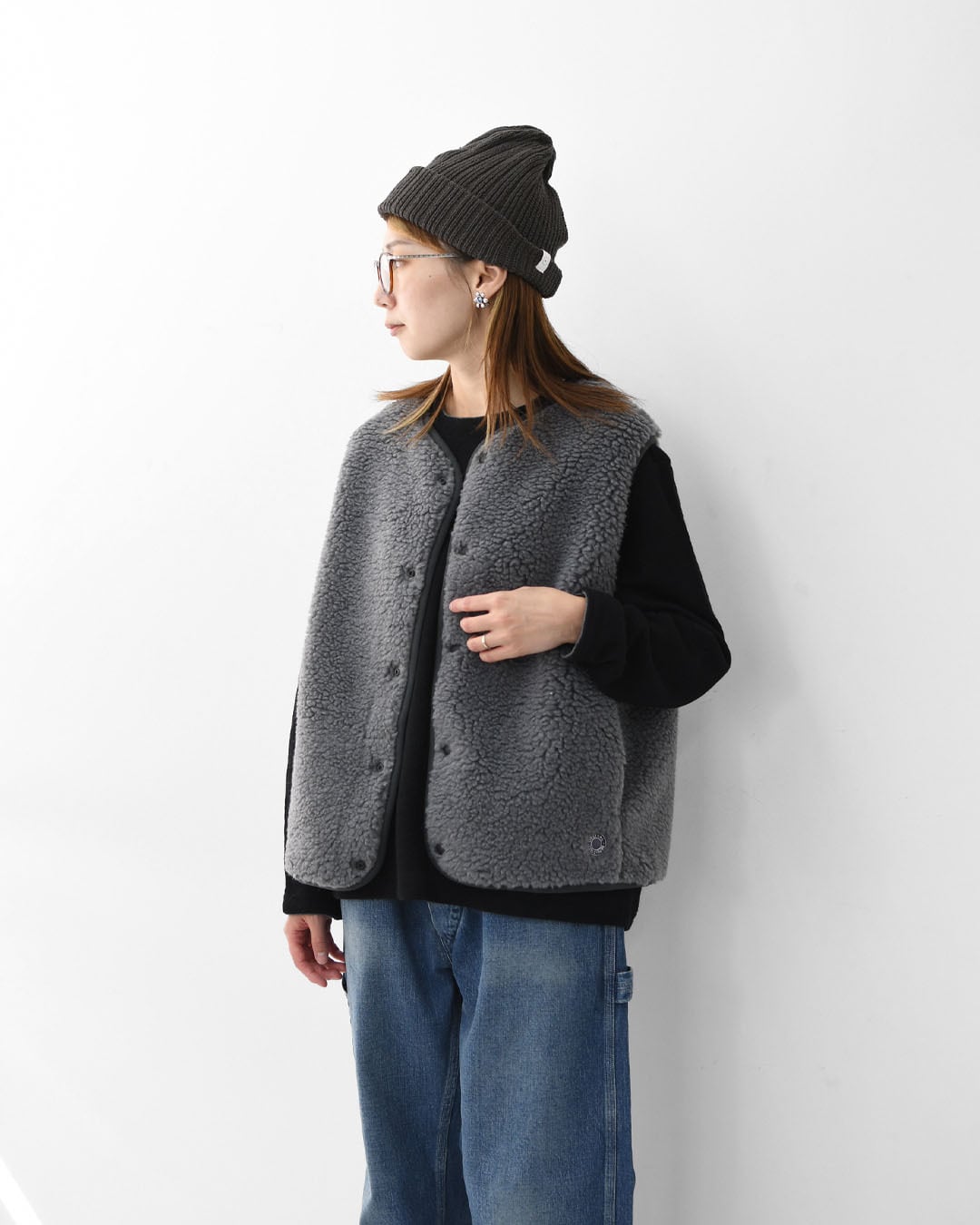 ORCIVAL [オーチバル・オーシバル] Boa Fleece Collarless Vest [OR