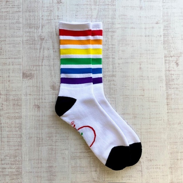Rainbow Stripe Logo Pride Socks