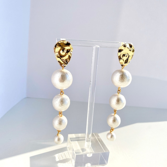 ◇P-8 ロングパールピアス