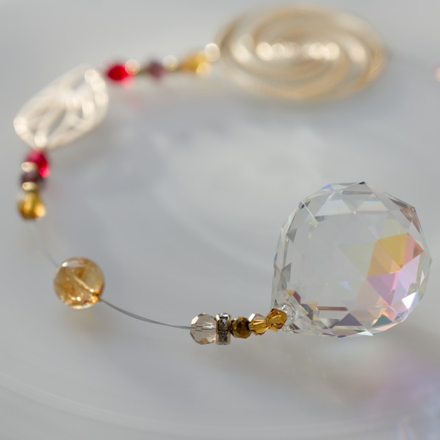 元気＆活力アップ＊カーネリアンとシトリン入り 右回りのスパイラルサンキャッチャー