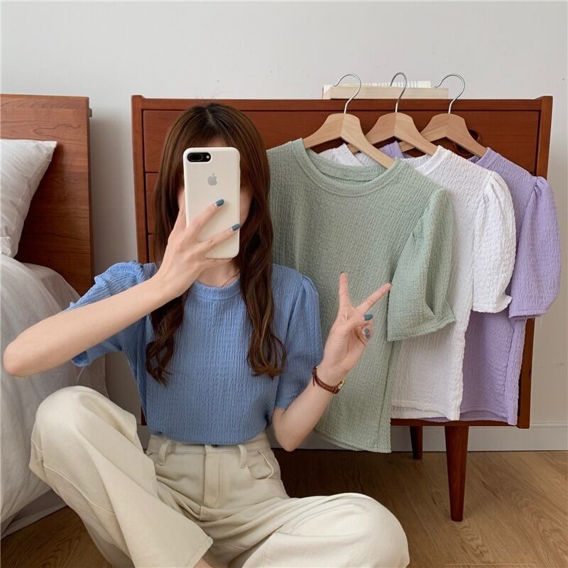 スリーブTシャツ 薄手サマールーズホワイトトップス 夏物 1号婦人4764940325