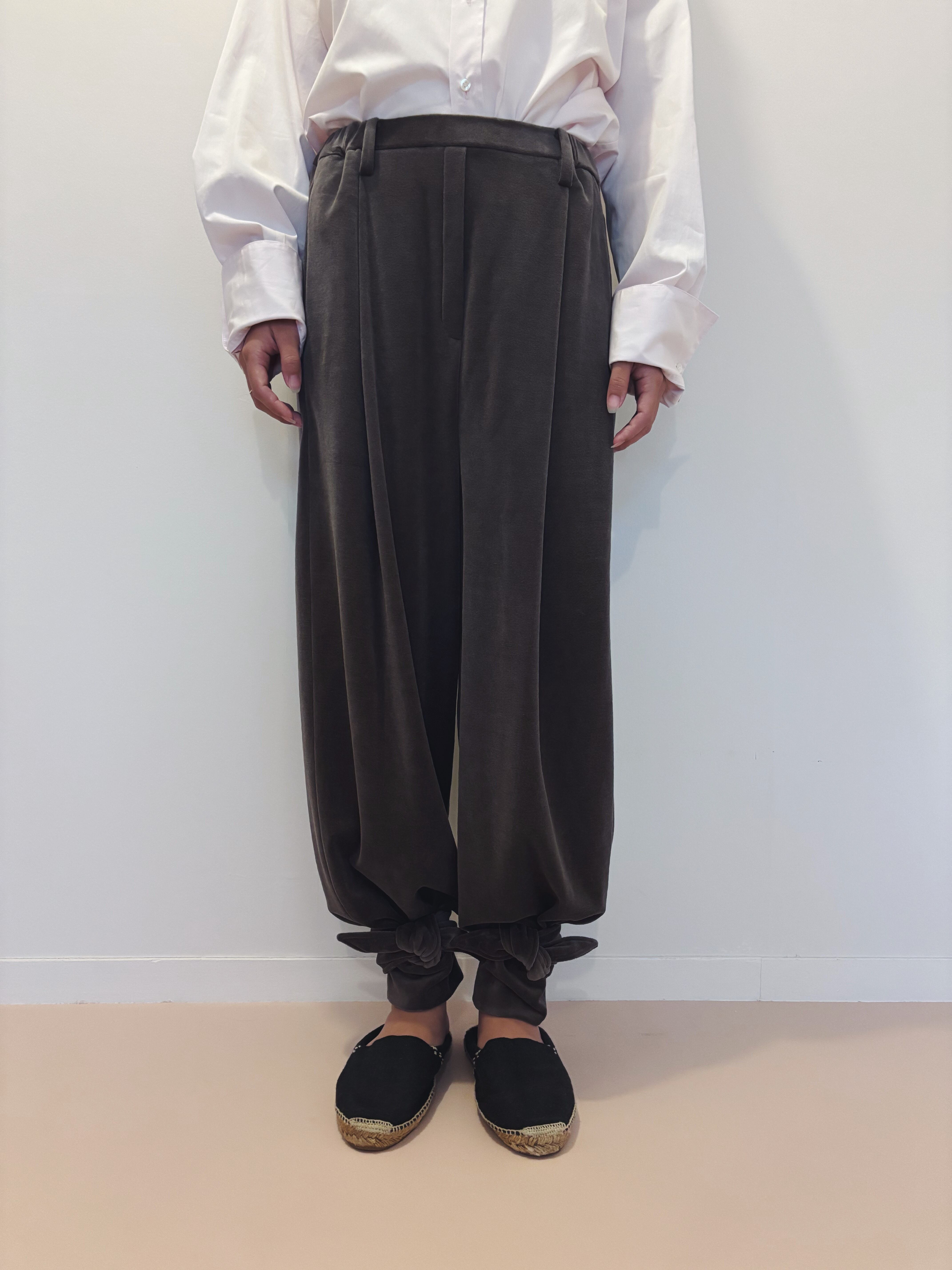 TENNE HANDCRAFTED MODERN velour ribbon pants gray | doodle