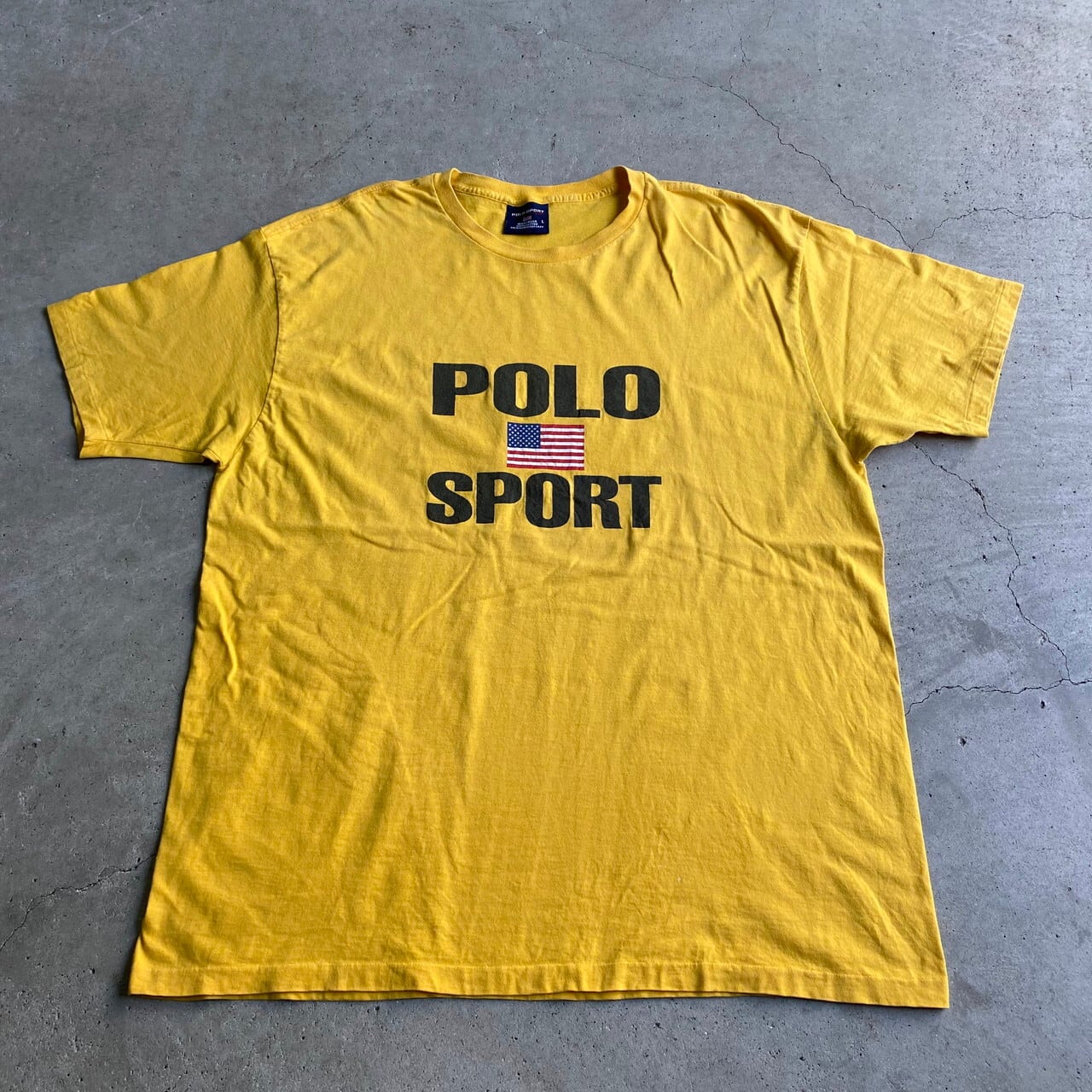 90年代 USA製 POLO SPORT ポロスポーツ Ralph Lauren ラルフローレン フロントロゴ 星条旗 プリントTシャツ メンズL  古着 シングルステッチ 90s ビンテージ ヴィンテージ イエロー 黄色【Tシャツ】【SA2204】 | cave 古着屋【公式】古着通販サイト