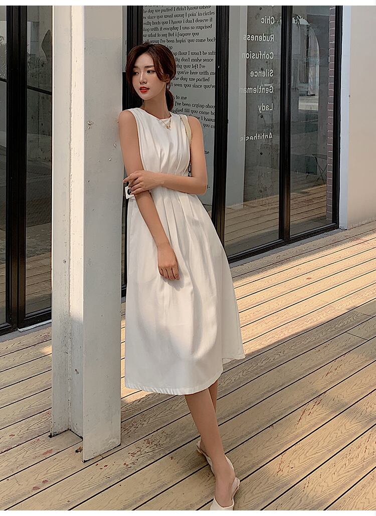 ワンピース ノースリーブ Aライン きれいめ カジュアル 膝丈 ひざ丈