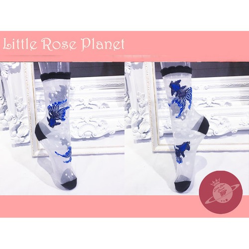 【Little Rose Planet】Crystal Goldfish 金魚柄シースルーソックス(BLUE) 