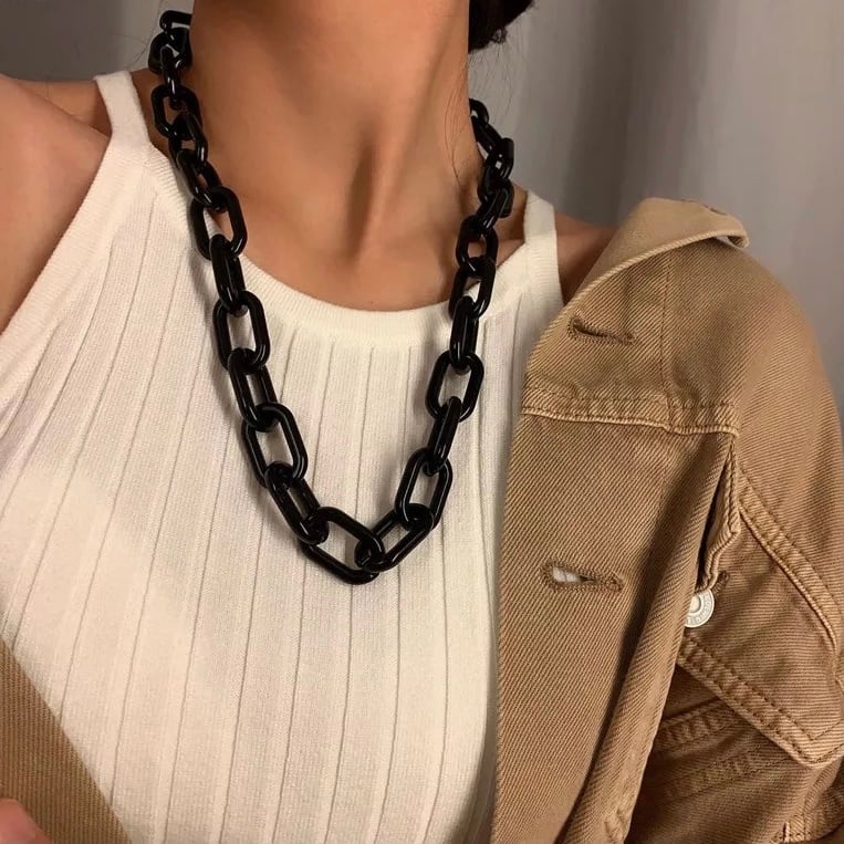 アクリルネックレス 黒 ブラック メンズ レディース 韓国ファッション Nanaru アクセサリーショップ