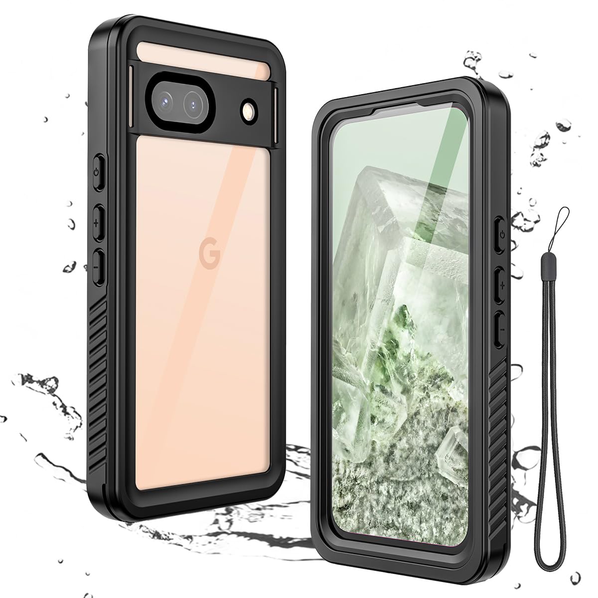 【努力特価】Miimall対応Google Pixel 8A 防水ケース 防塵防雪耐衝撃 360°全面保護 PC材質 シンプル風呂雨プール海スポーツ防衝撃 Google Pixel 8A 全面保護ケース グーグルPixel 8A 防水カバー(ブラック)