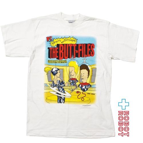 スタンリーデサンティス ビーバス & バットヘッド MTV "バット・ファイル" 蓄光 Tシャツ ホワイト Mサイズ