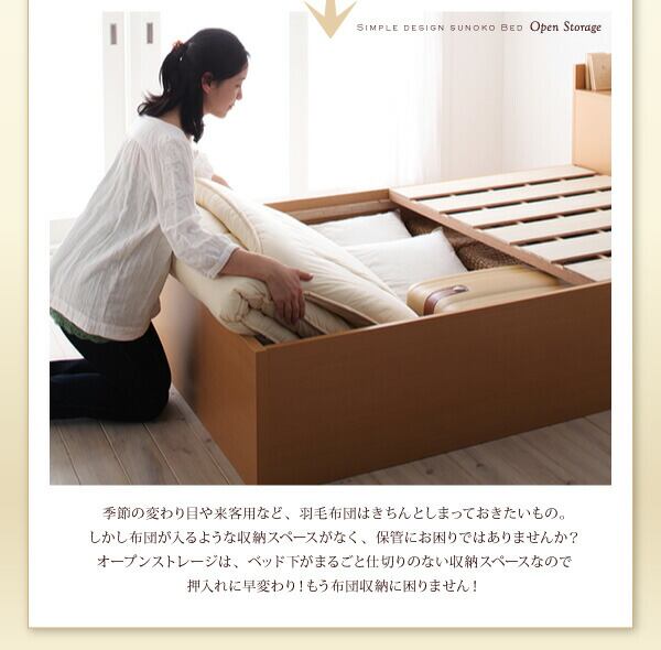 組立設置付 シンプル大容量収納庫付きすのこベッド 薄型 組立設置付 シンプル大容量収納庫付きすのこベッド 薄型