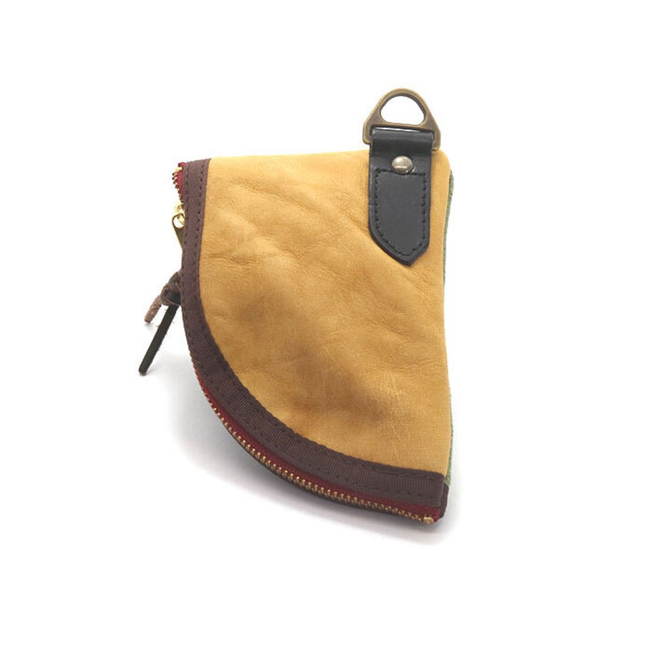 ポケット財布  / Harf & Harf knife-shape pocket wallet /オリーブ ＆ マスタード レザー