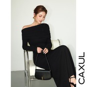 Pleated Off-Shoulder Long Dress